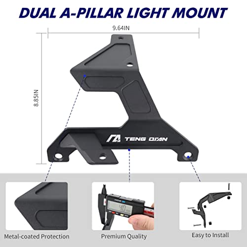 Image of Dual A Pillar Light Mount Fit for Jeep Wrangler JL /JLU 2018-2025 | For Jeep Gladiator 2020-2026 (NOT For Mojave and 392),Aluminum LED Off-Road Light Brackets, Drill-free and detachable,1 Pair