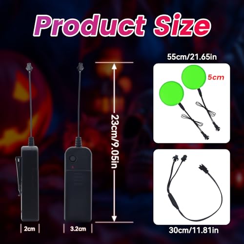 Image of Led Eyes for Mask Skeleton Ghost Black Cat Spider Pumpkin Spooky Tree, EL Panels Light for Cosplay DIY Themed Party Decor(Green, 50mm)