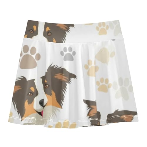 Tennis Skirts Toddler Cute Dogs Paw Prints White Athletic Shorts for Girls Skorts Dance School 4t
