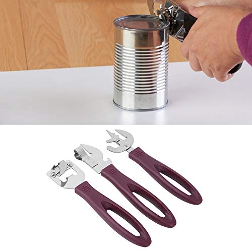 Okuyonic Can Opener,Manual Tin Opener Kit Bottle Opener Stainless Steel Side Can Opener Set Handheld Opener with Non Slip Handle for Beer Restaurant Home Camping - Image 4