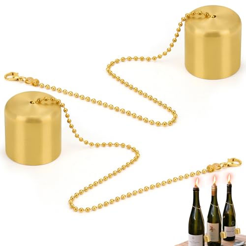 2Pcs Candle Snuffer Vintage,Tiki Torch Snuffer Decorative Flame Cover, Polished Chain Brass Candle Wick Cover Snuffer for Candle Lovers Candle Accessories