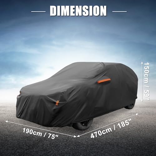 Image of X AUTOHAUX Car Cover for Toyota RAV4 2012-2022 Aluminum Film Outdoor Waterproof Sun Rain Snow Hail Protection with Driver Door Zipper