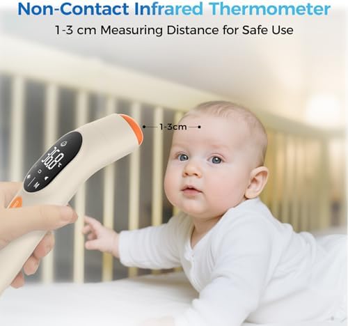 Thermometer for Adults Baby Ear Forehead Infrared Thermometer, Beige Orange - 1
