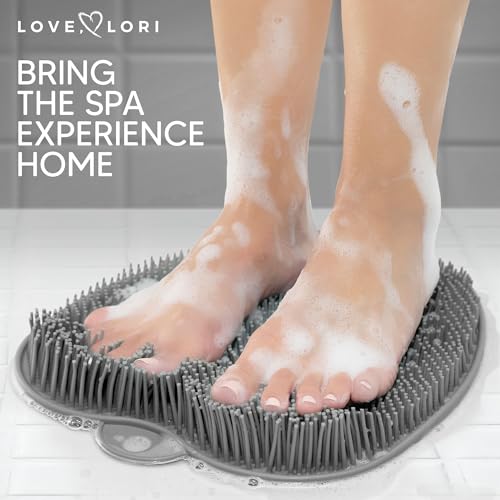 LOVE, LORI Premium Shower Foot Scrubber (XL) - Foot Scrubber in Shower - Non Slip Suction Cups for Smooth Exfoliation (Grey) - Thumbnail 5