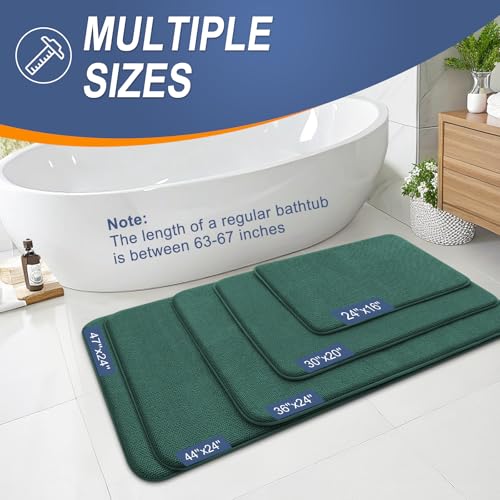 Image of OLANLY Thick Memory Foam Bath Mat Rug 30x20, Extra Soft Absorbent Bathroom Rug, Quick Dry Bath Mats, Non-Slip, Washable Carpet for Bathroom, Tub and Shower, Home Decor Accessories, Blackish Green