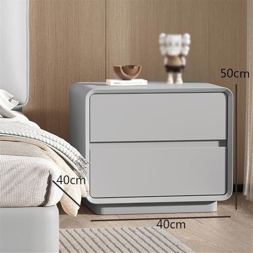Table de nuit grise en bois avec double rangement pour chambre - 3