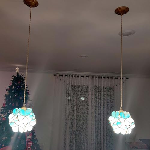 Image of Bieye CC04 Vintage Brass Ceiling Pendant Light, Antique Electroplated Hanging Light Fixture with 4FT Cord, for Dining Room, Kitchen Island, Living Room