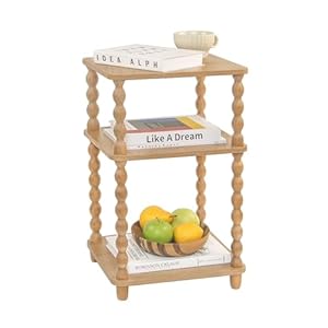 End Table, Modern Side Table with 3 Tier Open Shelf, Small Table Bed Side Tables Bedroom for Small Spaces, Living Room and Office (Rustic Walnut)