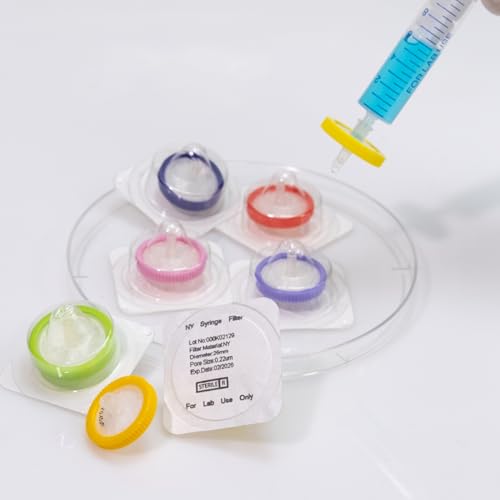 Image of PEKYBIO Sterile Syringe Filter PTFE Hydrophilic Filtration 0.22 um Pore Size, 25 mm Membrane Diameter, 20 Pack, Sterile Packed Individually for HPLC Sample Preparation