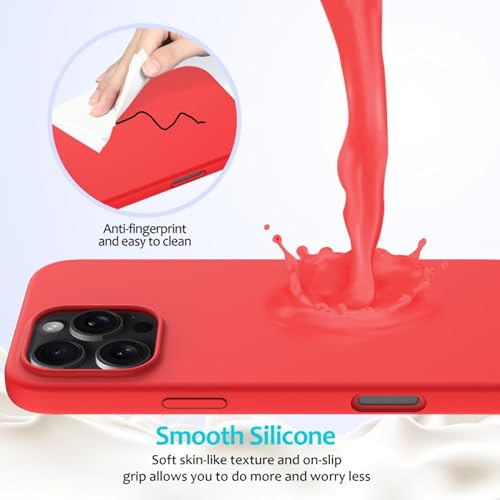 Image of FIRST MART Silicone Back Case for iPhone 16 Pro, Soft-Touch Phone Back Cover for Apple iPhone 16 Pro - Red