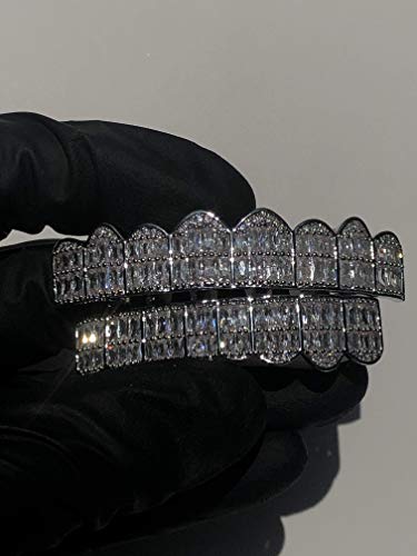 14K Baguette Set 8 Teeth White Joker Gold Grillz For Mouth Top Hip Hop Teeth Diamond Grills For Teeth Mouth Grillz For Mouth Top Bottom Hip Hop 8 Teeth Grills For Teeth Mouth Set - Teeth Cap #TOP3