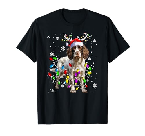 English Springer Spaniel Doggy divertente cane di Natale Renna Maglietta