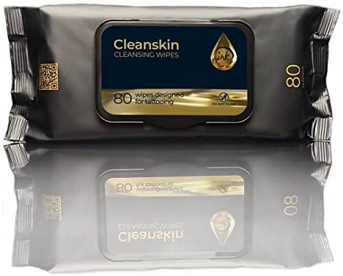CleanSkin [80-Count] Cleansing Safe Green Soap Tattoo Wipes for Tattooing All in One Solution to Heal and Clean Tattoos, Tattoo Ink Removal; Alcohol, Fragrance, Lint Free; Tattoo Kit; Tattoo Aftercare