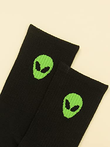 GORGLITTER Women's 1 Pairs Casual Alien Patterned Crew Socks Athletic Ankle Dress Socks3