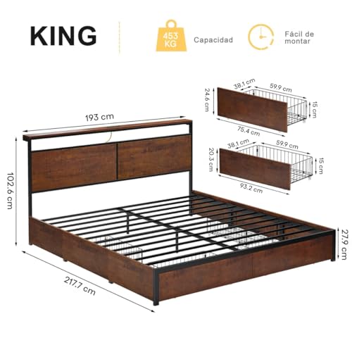 Base para Cama King Size Con Cajones 5 Imagen adicional