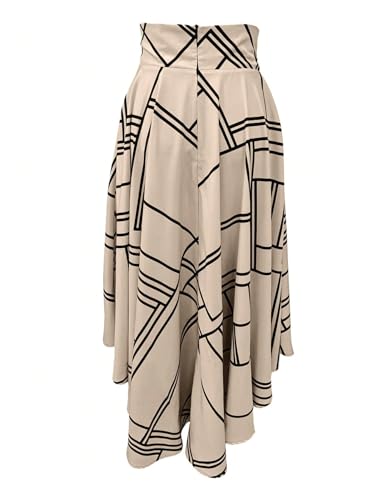 Milumia Women's Geo Print Bow Tie Belted Skirt Split Thigh Ruffle Flowy Long Skirts3