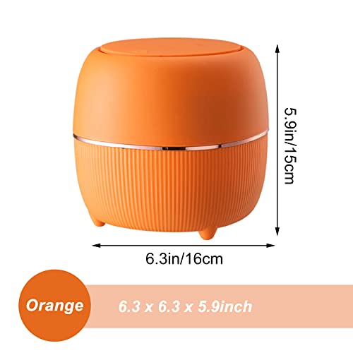 Mini caneca de basura rectangular con tapa naranja miniatura 2