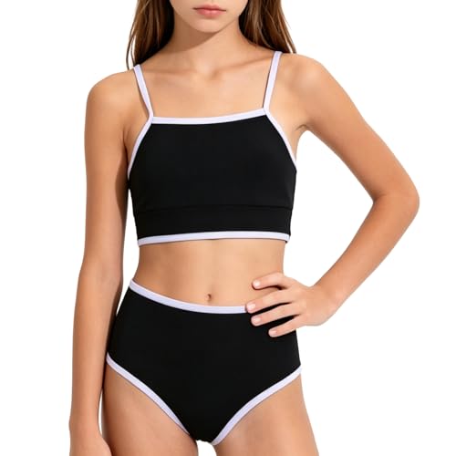 Mädchen Bikini 2 Teilig, Scoop Neck Badeanzug mit Farbblock Design...