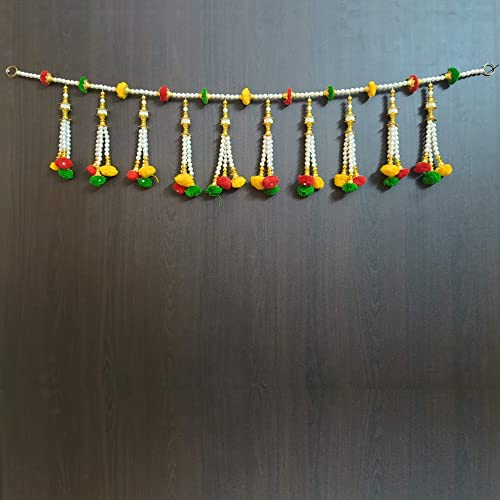 Image of Handmade Door Hanging Moti Latkan Style Bandarwal Toran (TMS-04) -Diwali New Year Inauguration Wedding Festival Home Decor Pooja (40 Inch X 6 Inch)