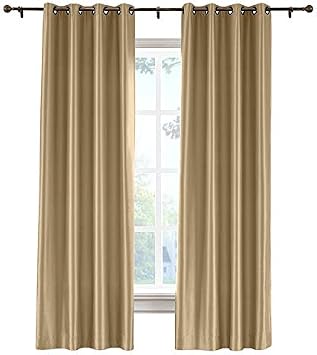 cololeaf Blackout Curtains Faux Silk Satin with White Liner Thermal Insulated Window Treatment Panels for Bedroom Living Room, Grommet Top, Taupe 84Wx102L Inch 1 Panel