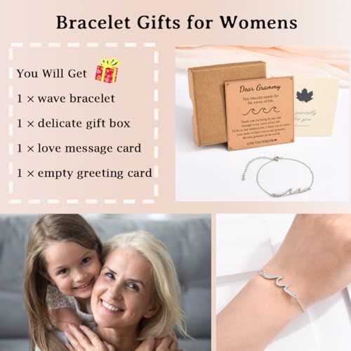 Image of Wave Bracelet Gifts for Mom Grammy Nana Boss Lady Best Friends Sister Daughter Granddauhgter Niece, Christmas Birthday Easter Valentines Day Graduation Gifts for Women Her Girls