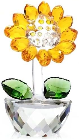 OwnMy Crystal Sunflower with Bud Glass Sunflower Figurine Collectible, Small Sunflower Ornament Paperweight Table Decoration with Gift Box, Glass Bouquet Flowers Centerpieces for Home Decors - Image 8