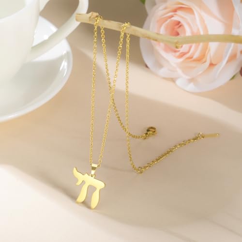 LIKGREAT Jewish Hebrew Chai Necklace Chai Symbol Stainless Steel Jewish Pendant for Men Women Arabic Amulet Religion Chain Jewelry3