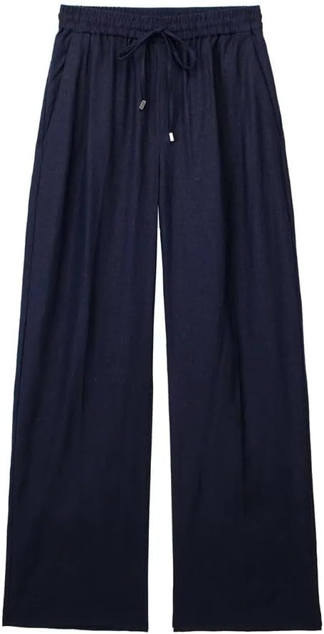 Women's Drawstring Wide-Leg Pants with Back Pockets