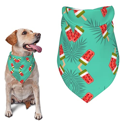 Summer Tropical Watermelon Popsicles Dog Bandana - 1pack Washable Dog Scarf Triangle Bibs Cute Pet Bandana for Medium Large Dogs Puppy and Cats