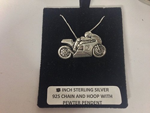 Collier fait main en argent 925 avec pendentif moto P2 et son écrin cadeau