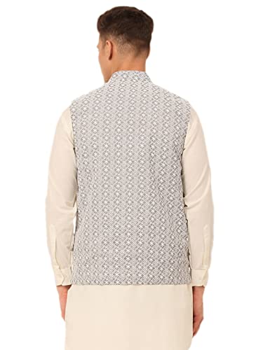 Image of Jompers Men's Embroidered Woven Pure Cotton Nehru Jacket