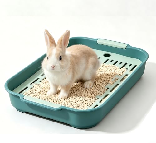 Wrenmor Litter Box Toilet Tray for Small Pets Such As Rabbit Guinea Pig Ferret Chinchilla Hamster and Birds Space with Heightened Grid (Green)