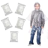 EcoNour Kids Rain Poncho (5-Pack) | Transparent Rain Coat - Emergency Rain Ponchos for Kids | Disposable Rain Poncho Raincoat-Family Pack | Kid Ponchos with Clear Hood Raincoat