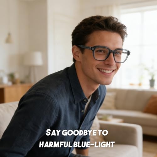 Image of Dollger Blue Light Glasses Men Vintage Thick-Framed Rectangle Non-Prescription, For Computer,Gaming, Phone Use