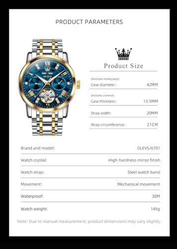 Image of OLEVS Mens Automatic Mechanical Watch Skeleton Tourbillon Luxury Dress Stainless Steel Wrist Watch