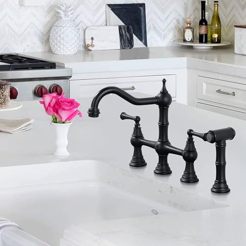 Robinet de cuisine en laiton noir durable avec douchette latérale