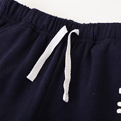 Image of LMYOVE Toddler Boy Short Set Little Boy Clothes Casual CrewNeck Short Sleeve T-Shirt and Short Sets Summer Beach Outfits (3T White and Blue Shark)