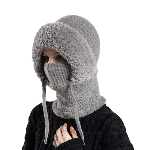 Gorro De Invierno para Mujer, Gorro con Orejeras, Resistente Al Viento Y CáLido, Suave Y CóModo, Ideal para Ciclismo, Esquí Y Otros Deportes Al Aire Libre (Gris)