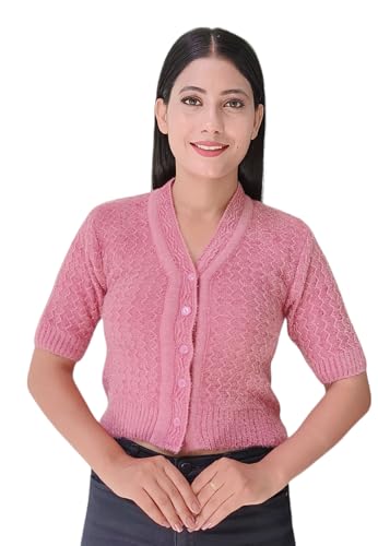 Image of Women's Hosiery Woolen Solid Half Sleeve Sweater Blouse