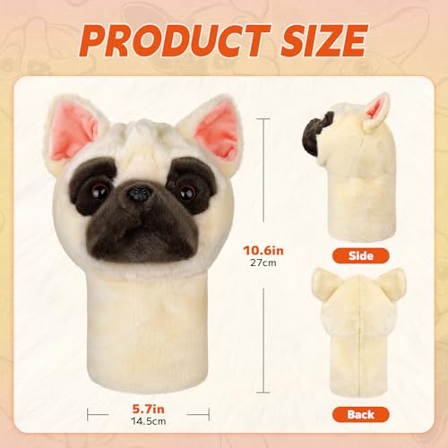 LZFAN Golf Club Covers for Woods and Drivers Funny Driver Headcover Animal Golf Club Head Covers Golf Gifts for Men Women Plush (Bulldog for Driver)