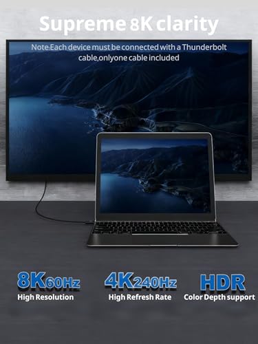Image of USB4 Cable for Thunderbolt 4, 40Gbps Data Transfer, 240W Charging, Supports 8K Display, 3.3FT USB C to USB C Cable Compatible with Thunderbolt 3, MacBook Pro /Air, iPad Pro, iPhone 16 /17