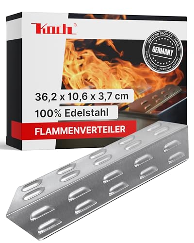 Koch #98 Rostfreier Flammenverteiler 362 x 106mm zB für Enders Monroe Pro 3 SIK + Enders Monroe 4 Universal Brennerabdeckung Kiemenstruktur - Massiver Edelstahl 1,25mm, 410g! Qualität Made in Germany