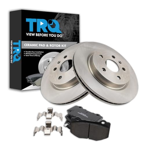 Image of TRQ Rear Brake Pad and Rotor Set Ceramic Rotors Compatible with 2016-2020 Chevrolet Camaro