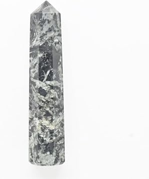 Apache Tear Crystal Gemstone Wands Point 6 Faceted Tower Hexagonal Reiki Stones for Decor 3.5 to 5 inches - 1 Pcs