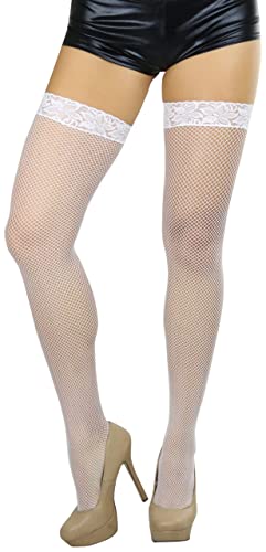 Image of ToBeInStyle Women's Fine Classic Fishnet Thigh High Stretch Nylon Novelty Stockings