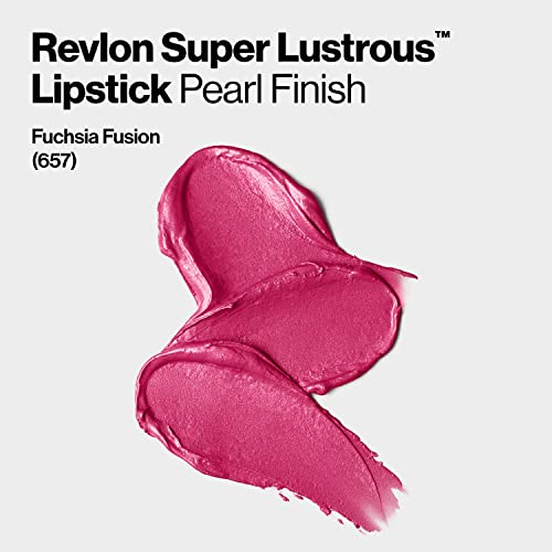 Revlon Super Lustrous Lipstick, High Impact Lipcolor With Moisturizing Creamy Formula, Infused With Vitamin E And Avocado Oil In Pink Pearl, Fuchsia Fusion (657) #TOP7