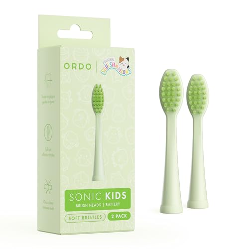 Ordo Squishmallows 2 Replacement Brush Heads for Battery Toothbrush, Soft Bristles, Gift for Kids Aged 4 Years and Up, Rutabaga