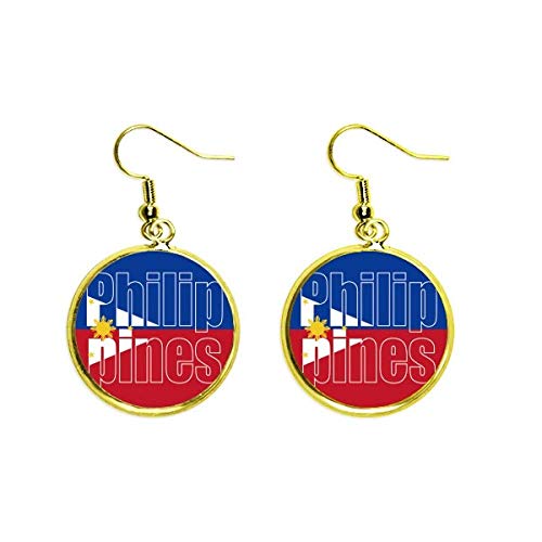 Pendientes de la bandera de Filipinas con baño dorado elegante para mujer