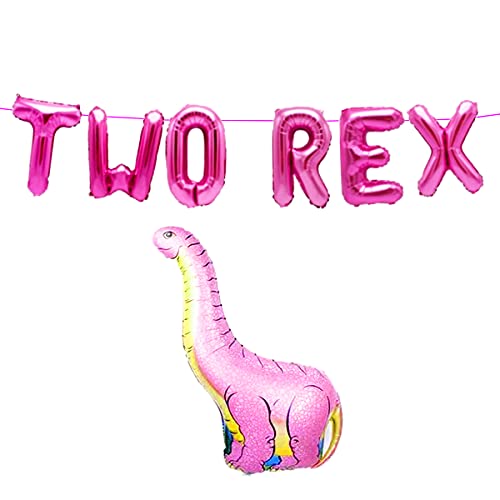 Pink Two Rex Balloons 2 Rex balloons, Two Rex Birthday Supplies Girl,Two Rex Theme Dinosaur Birthday Roar Rawr Sign Banner Dinos,Dinosaur 2nd Birthday Decorations .