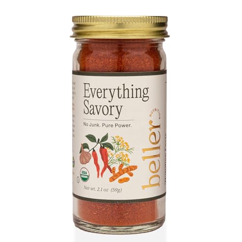 Beller Nutrition Everything Savory Organic Paprika Powder Spice Blend Seasoning | 1.4 oz | Sweet Ground Paprika with Ground Cumin Powder, Turmeric, &amp; Cayenne | Use as Spicy Seasoning, Rib Rub &amp; More